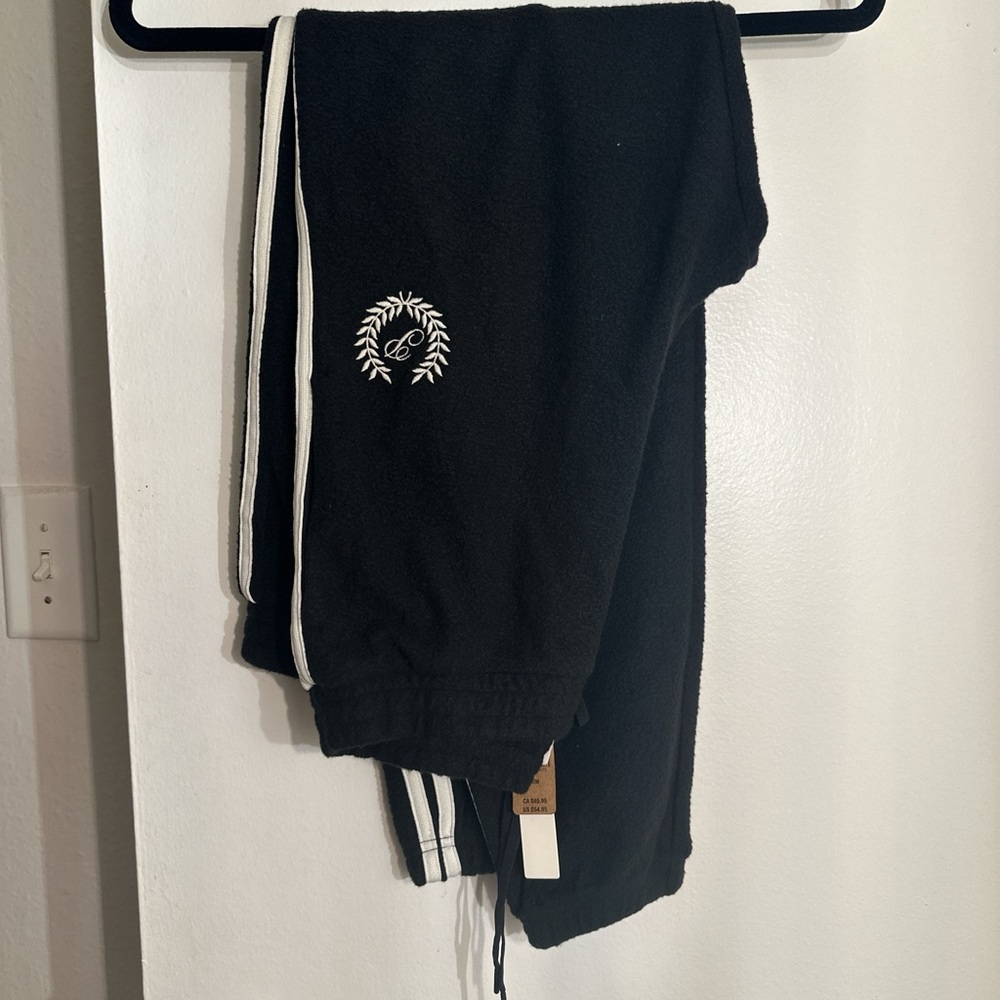 PINK Victoria's Secret Black Track Pants with Sporty Stripes